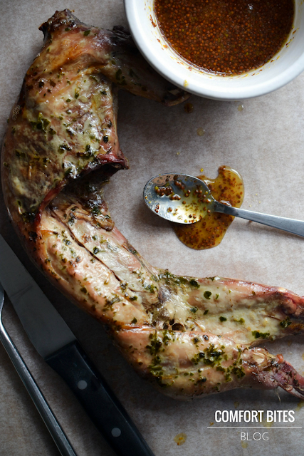 Butter Roasted Wild Rabbit Recipe with Honey Mustard Sauce