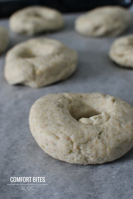 Paleo Legit Bagel dough ready for parboiling and the oven