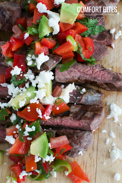 Brazilian Picanha Steak with Red Pepper Salsa and Feta Low Carb