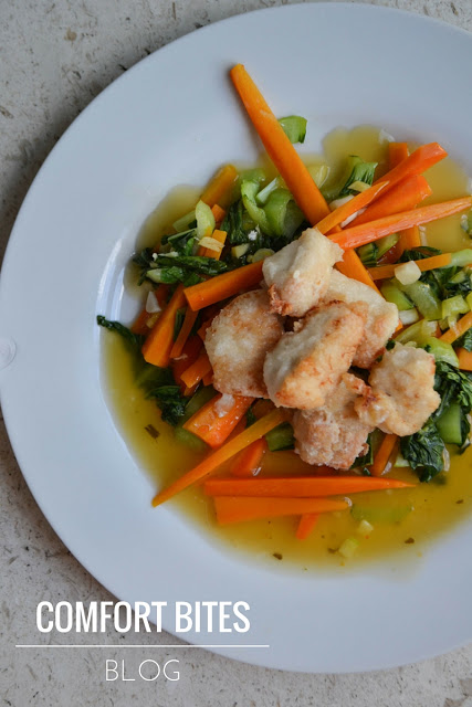 AIP paleo crispy chinese style chicken with sweet and sour sauce and vegetables
