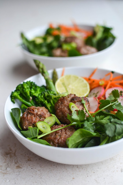 AIP Paleo Low Carb Vietnamese Lemongrass Meatball Bowl