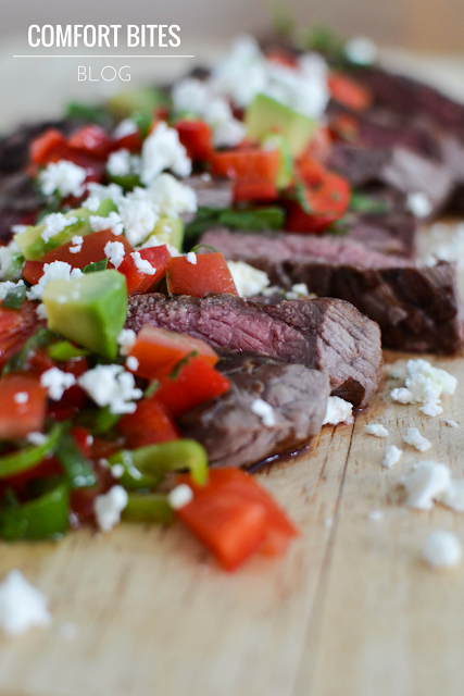 Brazilian Picanha Steak with Red Pepper Salsa and Feta Paleo