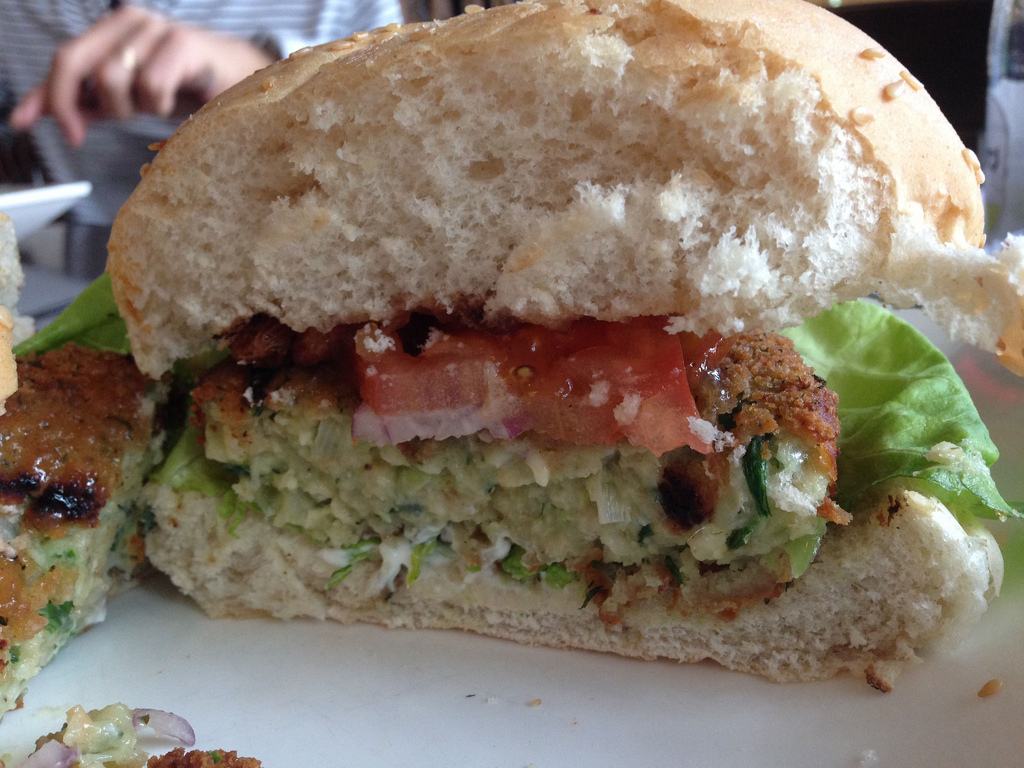 Three cheese and baby leek burger, Handmade Burger Co, Reading