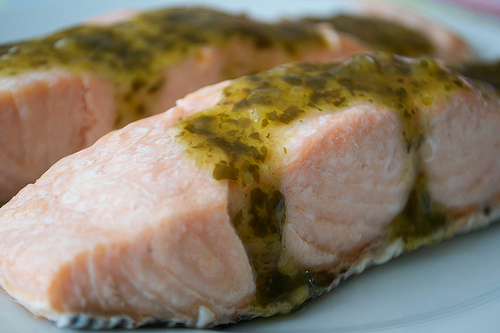 salmon with lime coriander dressing