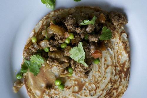 pancake with lamb mince curry