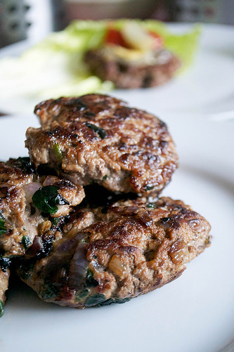lamb spinach and red onion burgers portrait