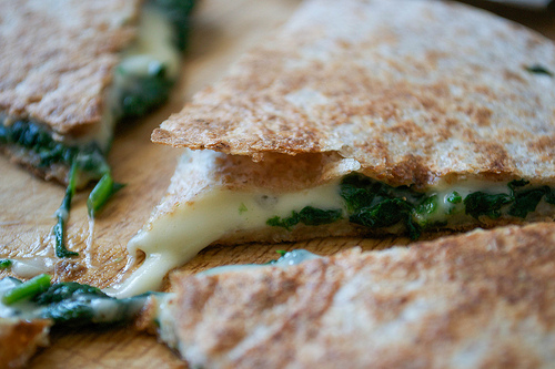 gouda and spinach quesadillas