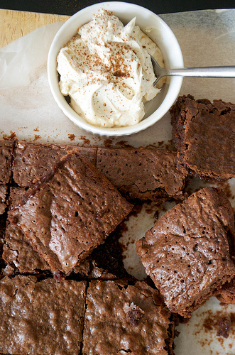 coffee brownie with mascarpone tia maria cream