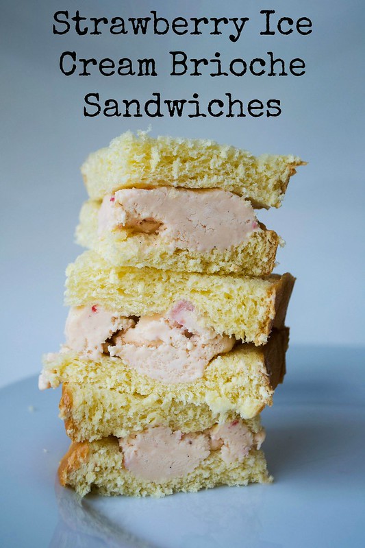brioche and strawberry ice cream sandwiches