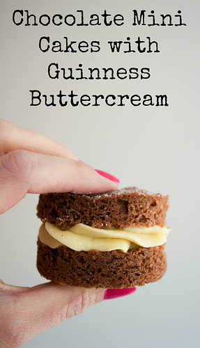 chocolate mini cakes with guinness buttercream icing