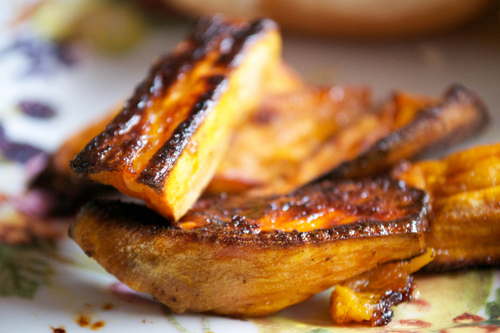 sticky sweet potato wedges