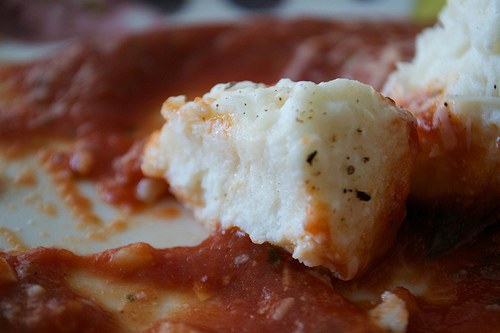 ricotta gnocchi with tomato sauce half
