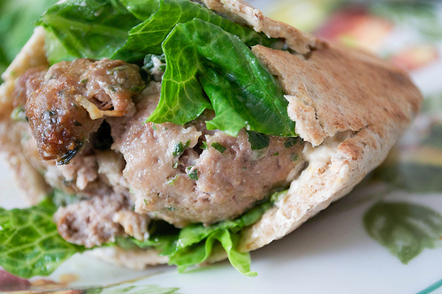 lamb lollipops in stuffed pitta