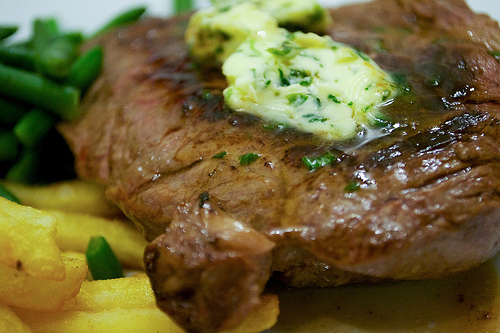Ribeye steak with tarragon butter