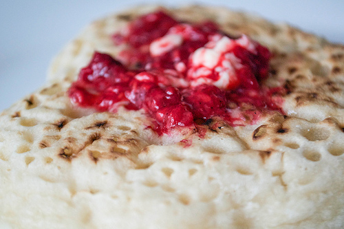mothers day crumpets with raspberry and vanilla butter