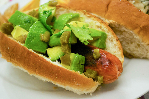 avocado, coriander and jalapeno dog