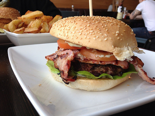 Blue cheese and bacon burger