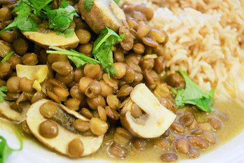 mushroom lentil and coconut curry