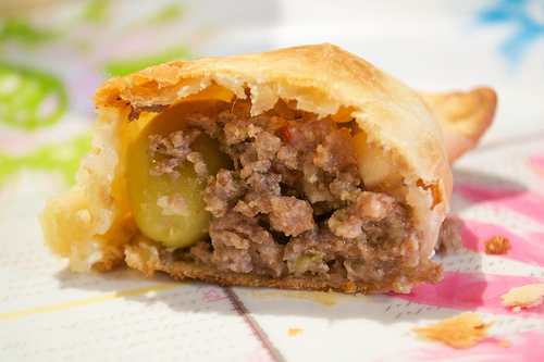 beef empanada cut in half
