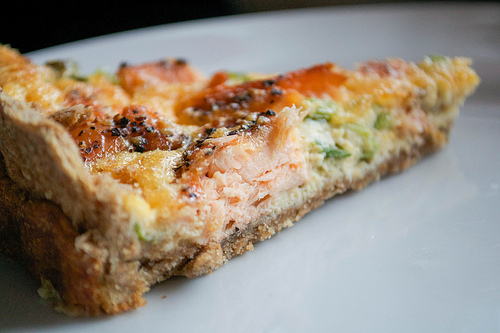smoked salmon tart cut